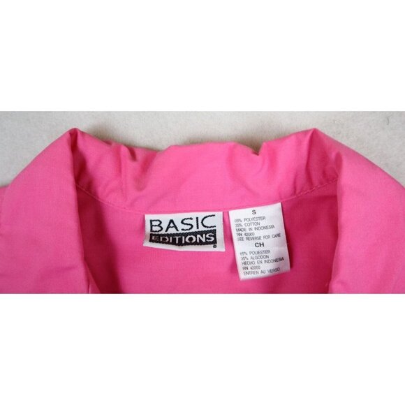 WOMEN'S PINK SHORT SLEEVE BUTTON-UP TOP - POCKETES - BASIC EDITIONS - SIZE S - Picture 5 of 7